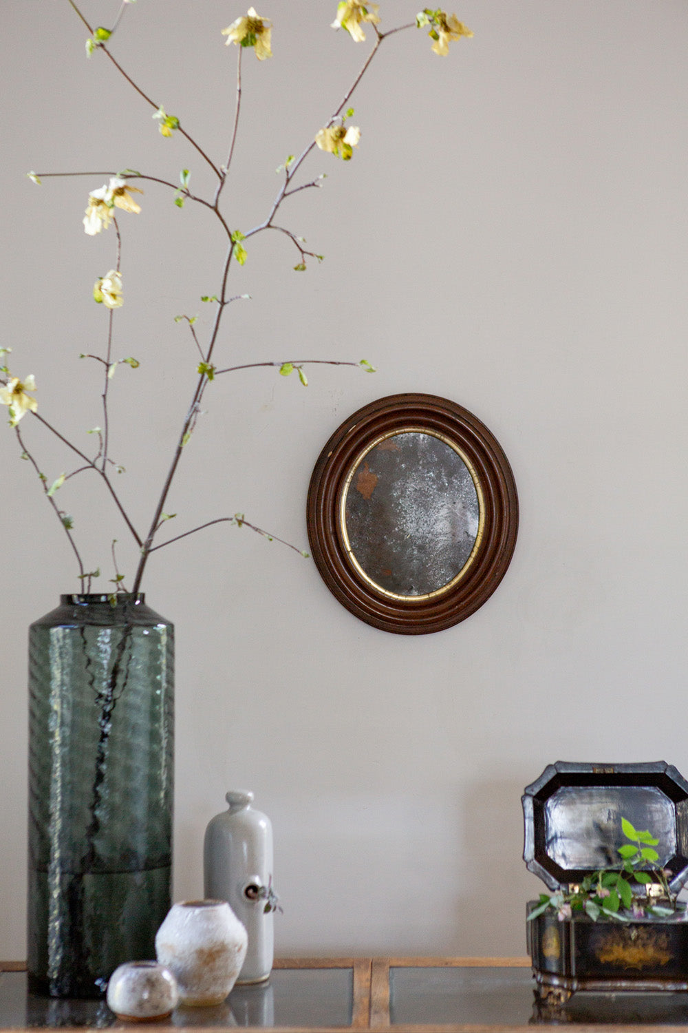 English Oval Mirror with Giltwood Slip