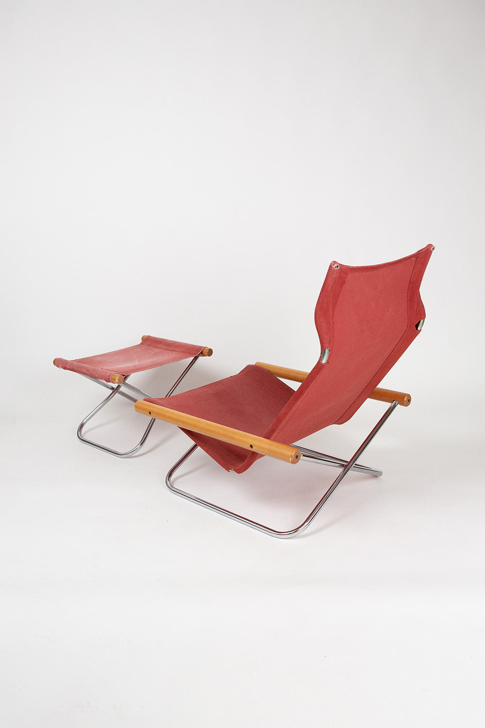 NY Folding Chair And Ottoman By Takeshi Nii, Japan C. 1950's/'60s