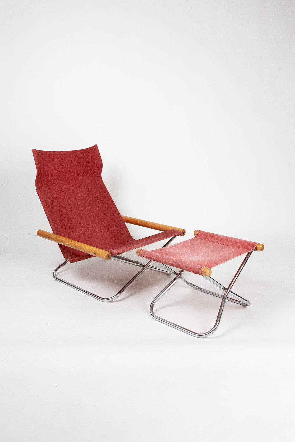 NY Folding Chair And Ottoman By Takeshi Nii, Japan C. 1950's/'60s
