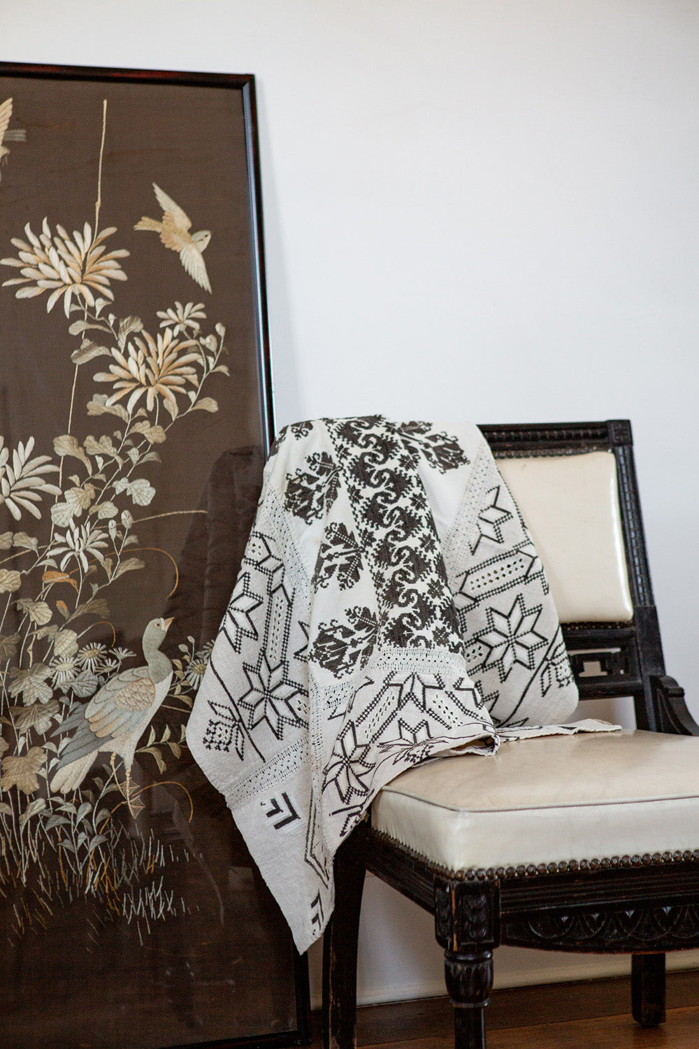 Embroidered Folkloric Geometric Linen