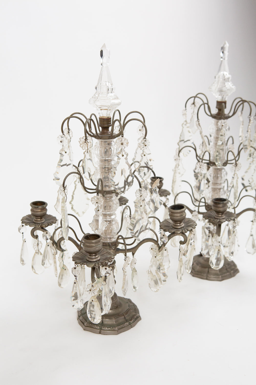 Continental Cut Glass and Silver Girandole