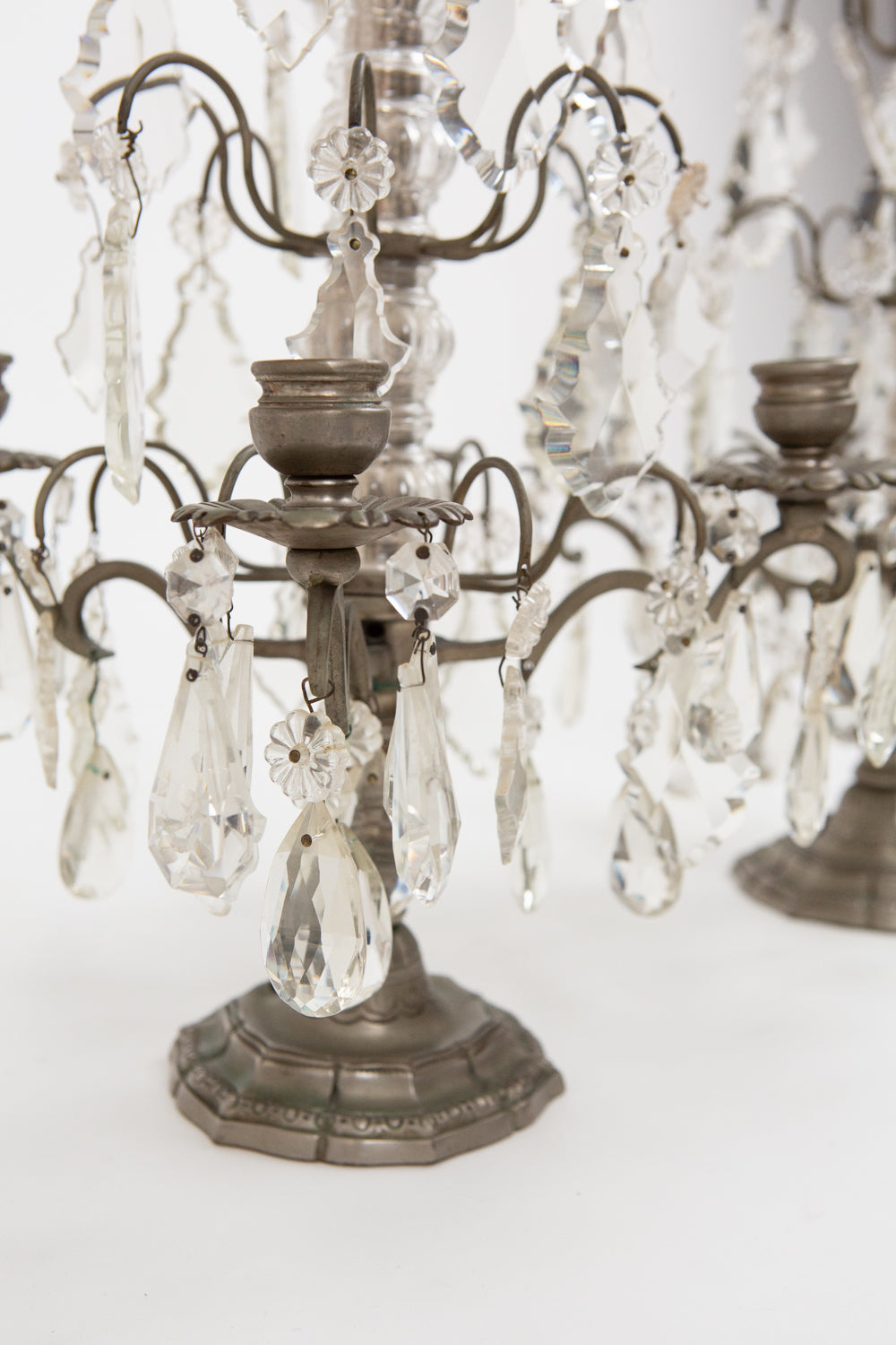 Continental Cut Glass and Silver Girandole