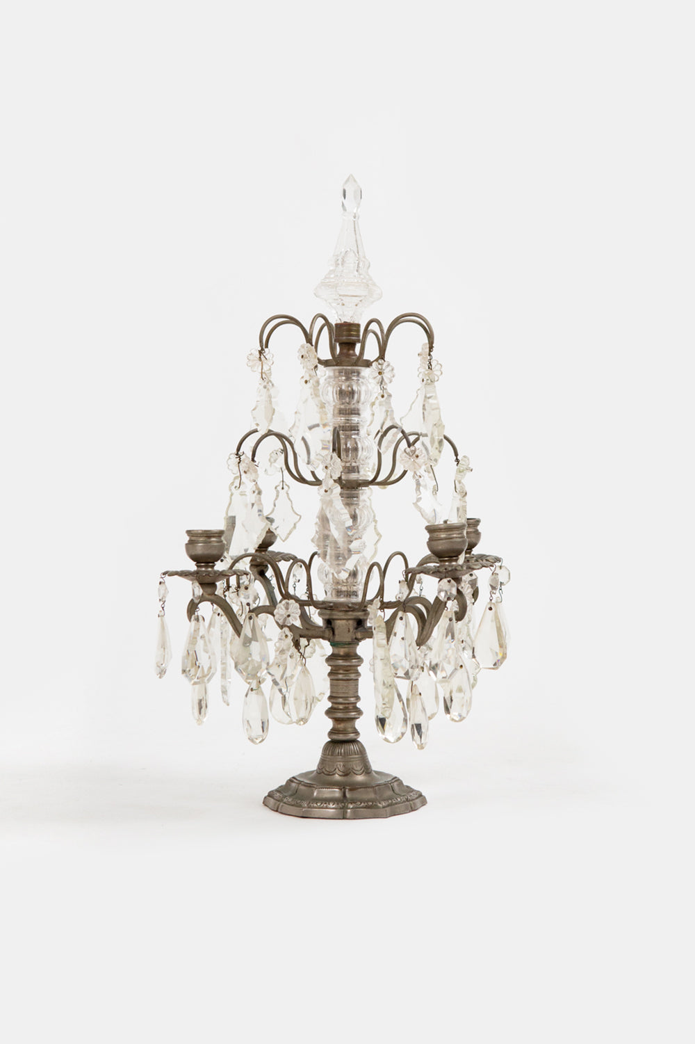 Continental Cut Glass and Silver Girandole