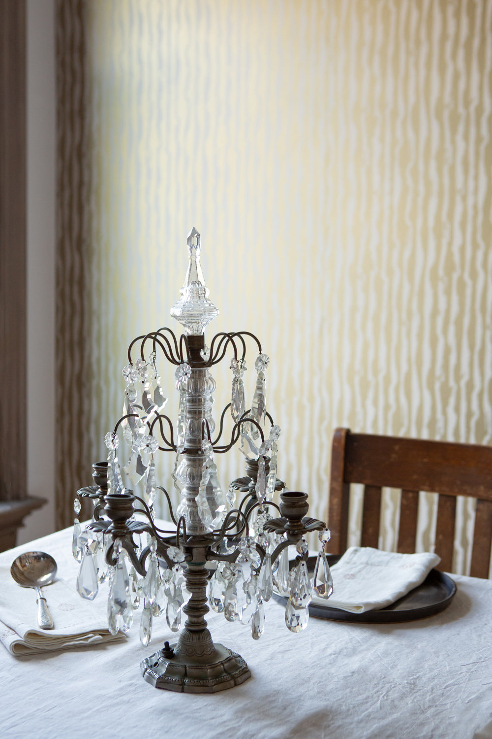 Continental Cut Glass and Silver Girandole