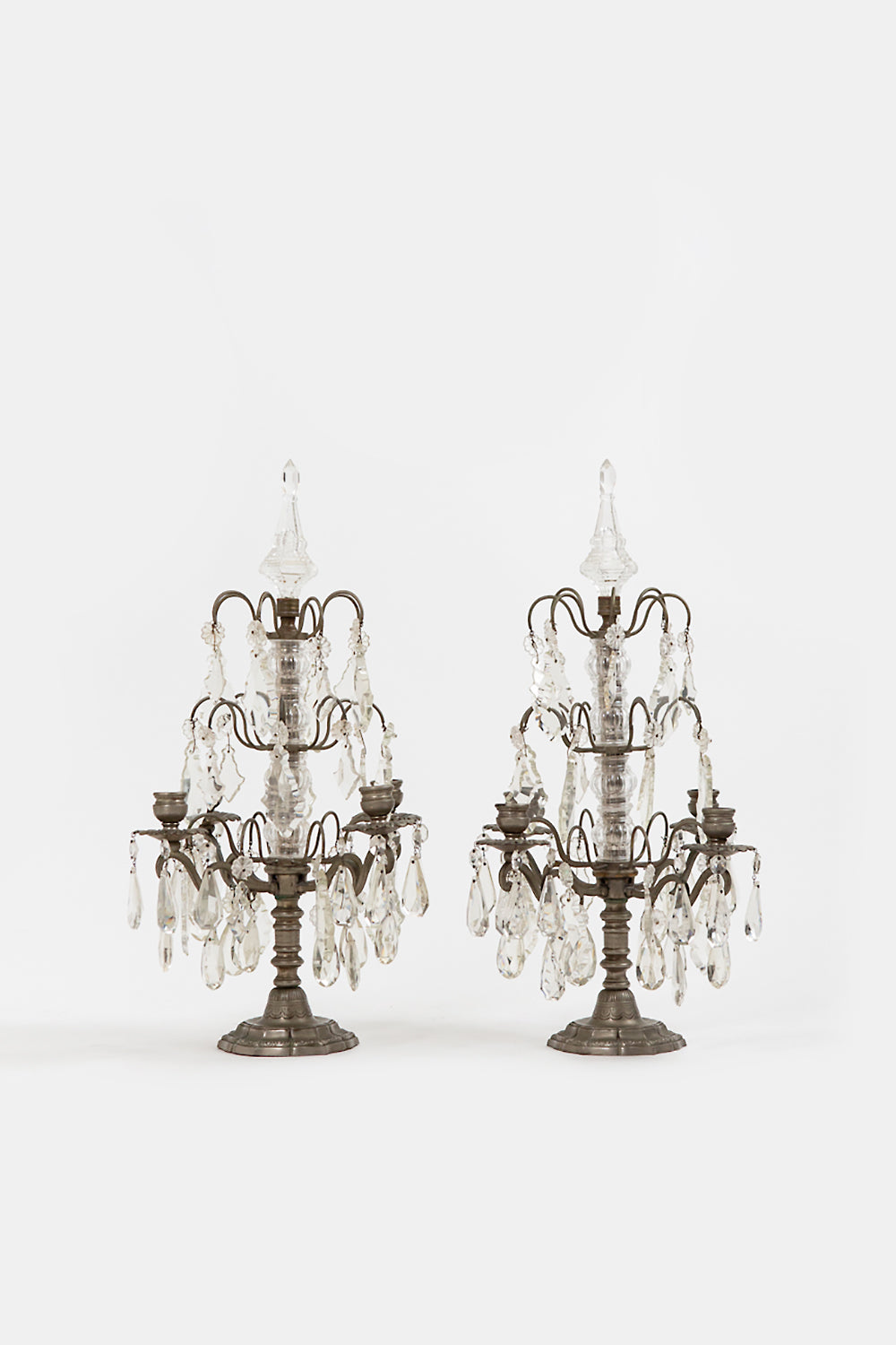 Continental Cut Glass and Silver Girandole