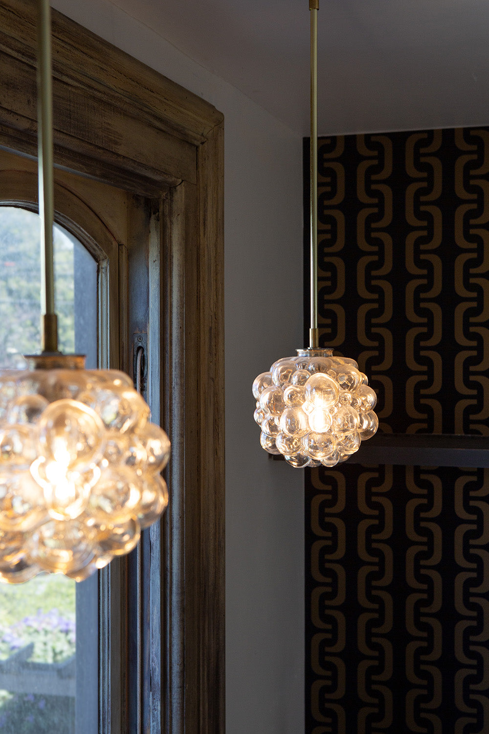 1960s Helena Tynell Bubble Glass Brass Pendant Light
