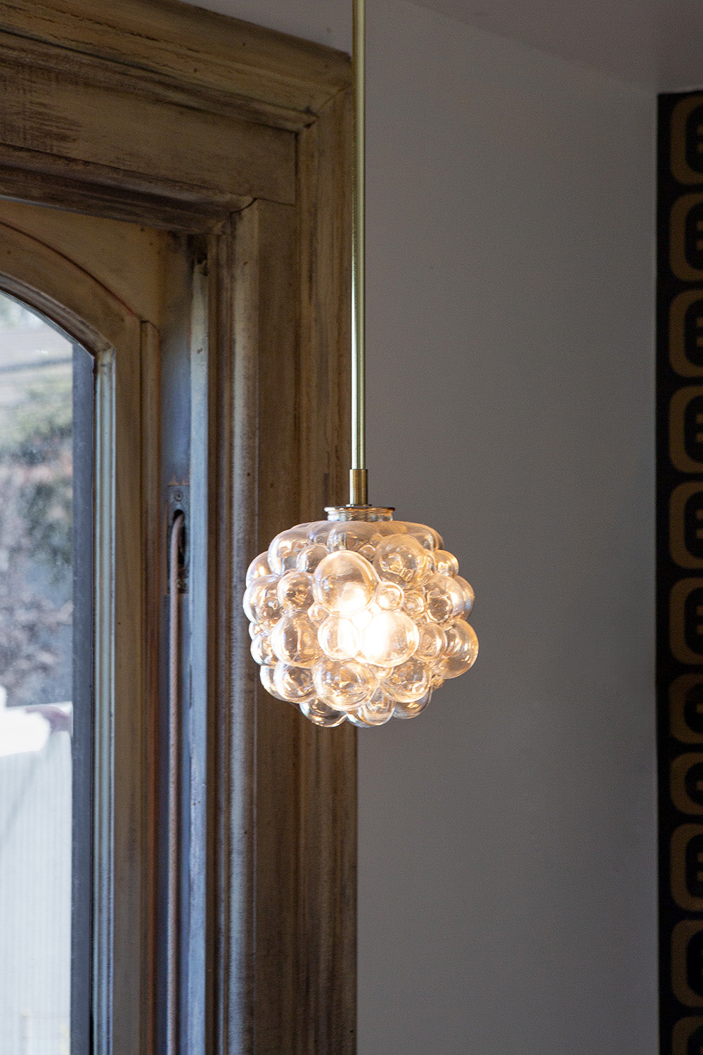 1960s Helena Tynell Bubble Glass Brass Pendant Light