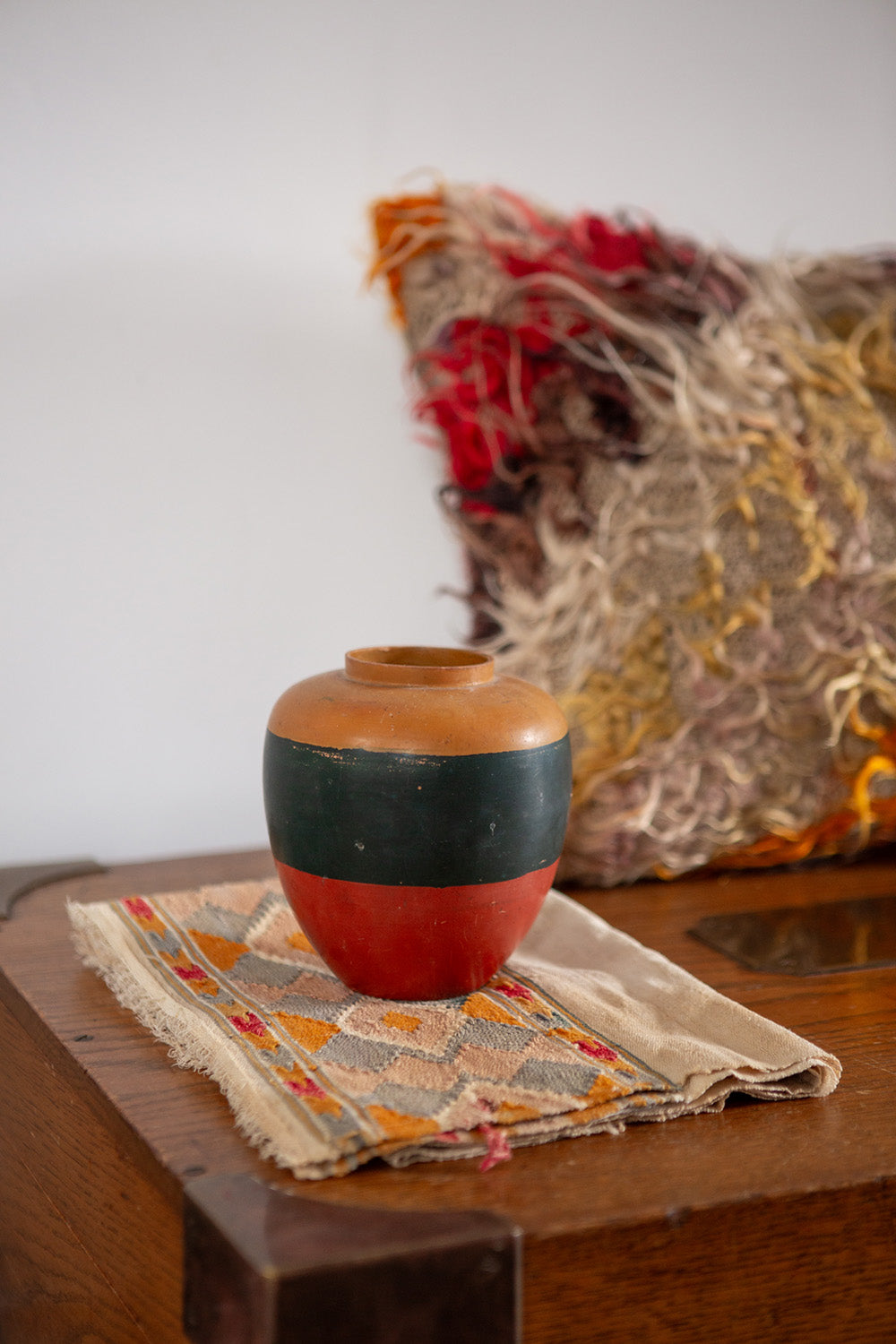 Indian Hand-Painted Striped Vessel