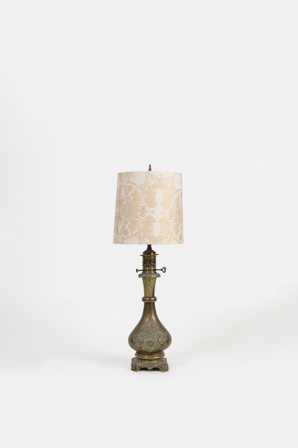 Antique Islamic Oil Lamp with Bespoke Erica Tanov Shade