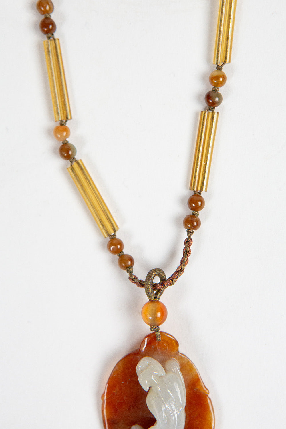 Antique Chinese Jadeite Leaf Necklace