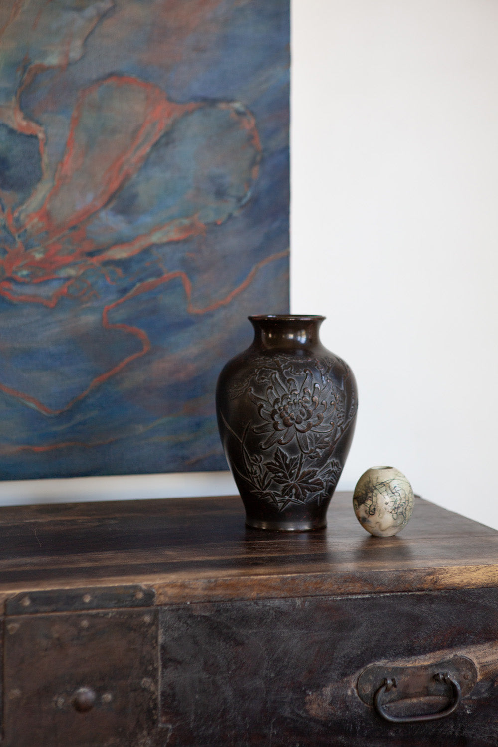 Japanese Bronze Ovoid Vase