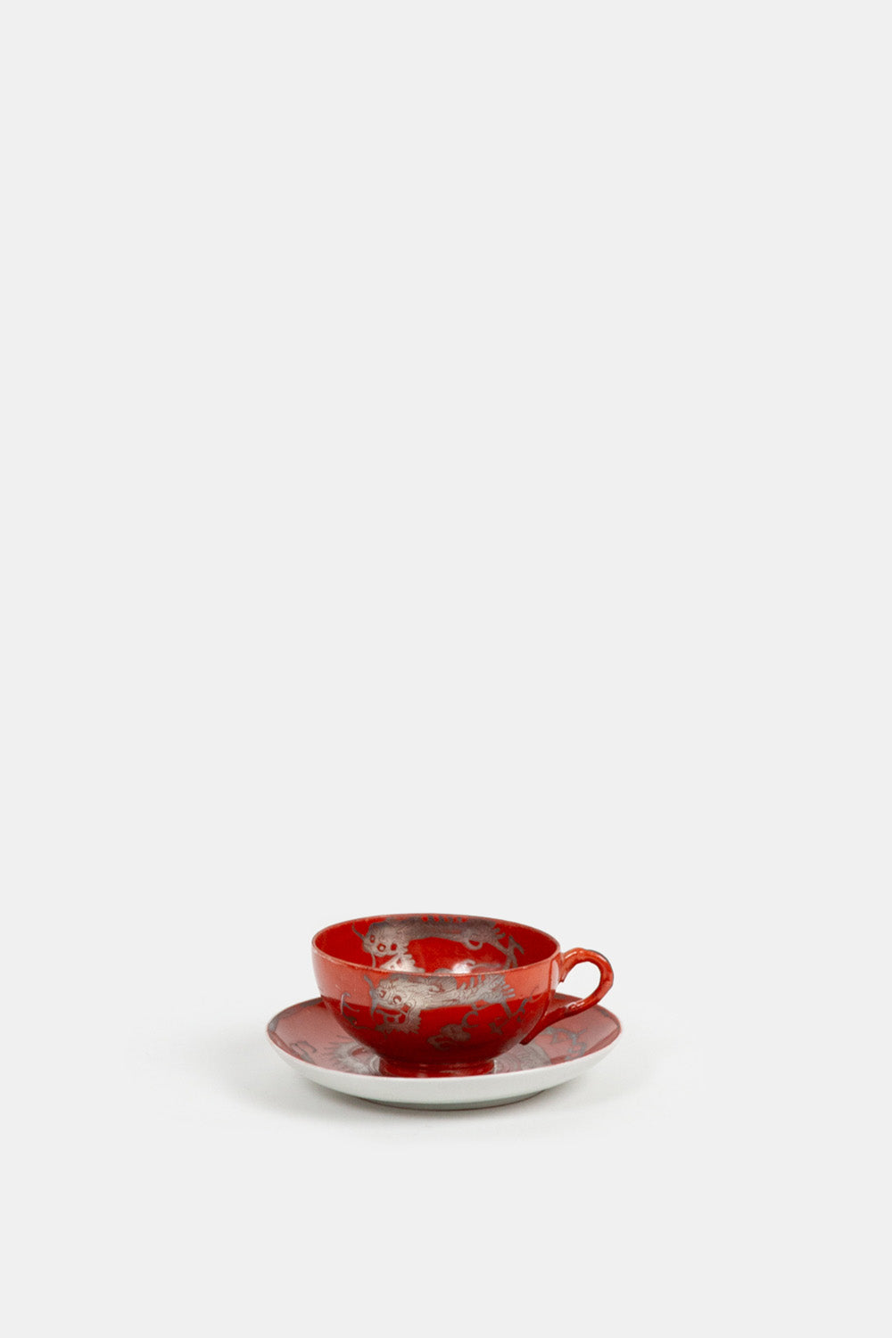 Silver Leaf Japanese Cup and Saucer