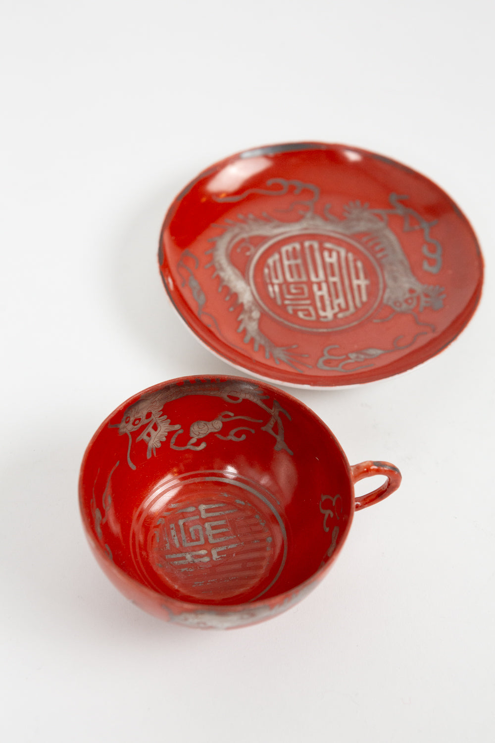 Silver Leaf Japanese Cup and Saucer