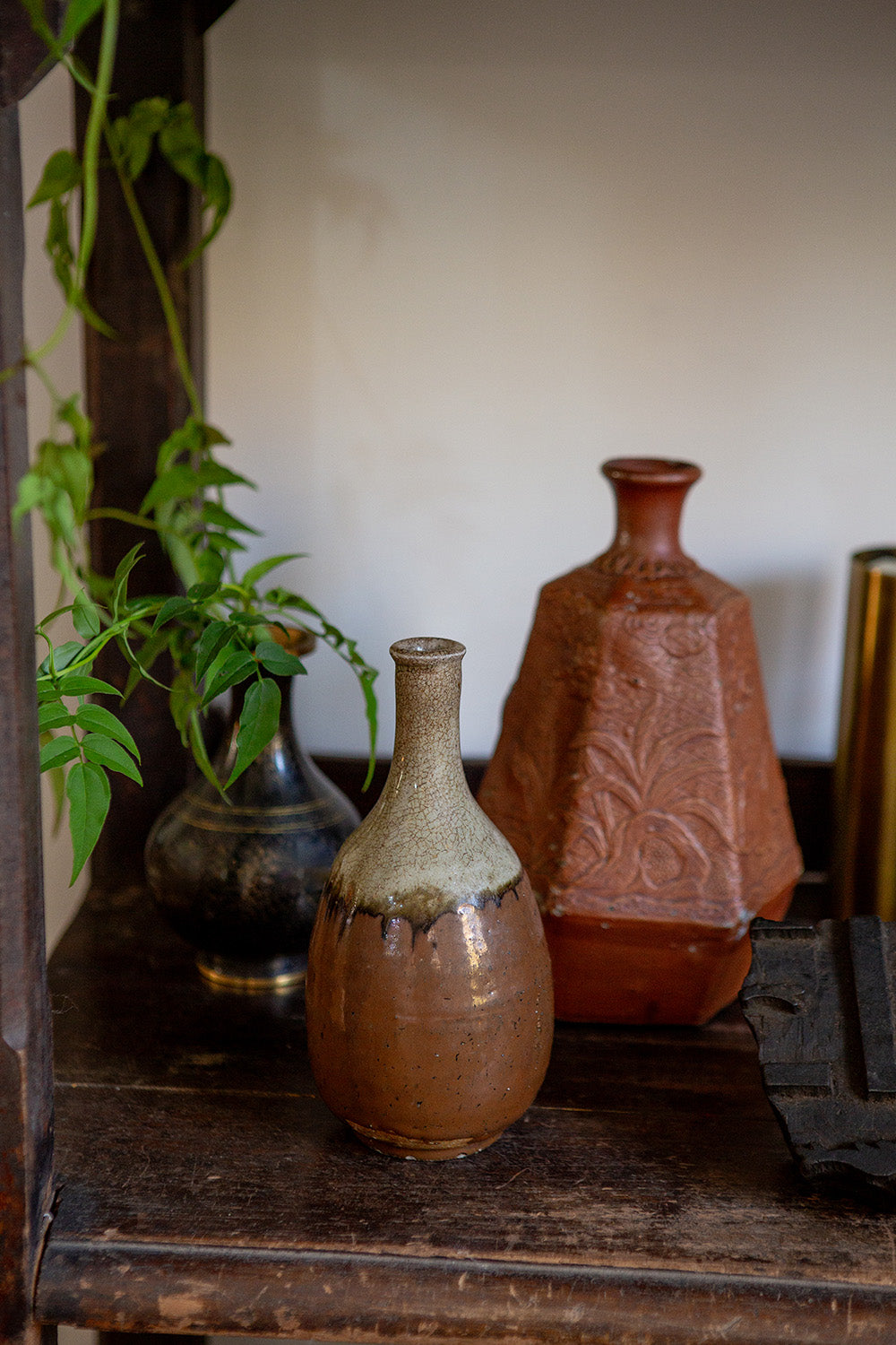 Vintage Japanese Two-Tone Stoneware Vessel