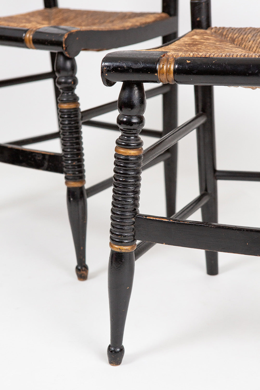 Pair of Japanned Lacquer Ladder Back Chairs