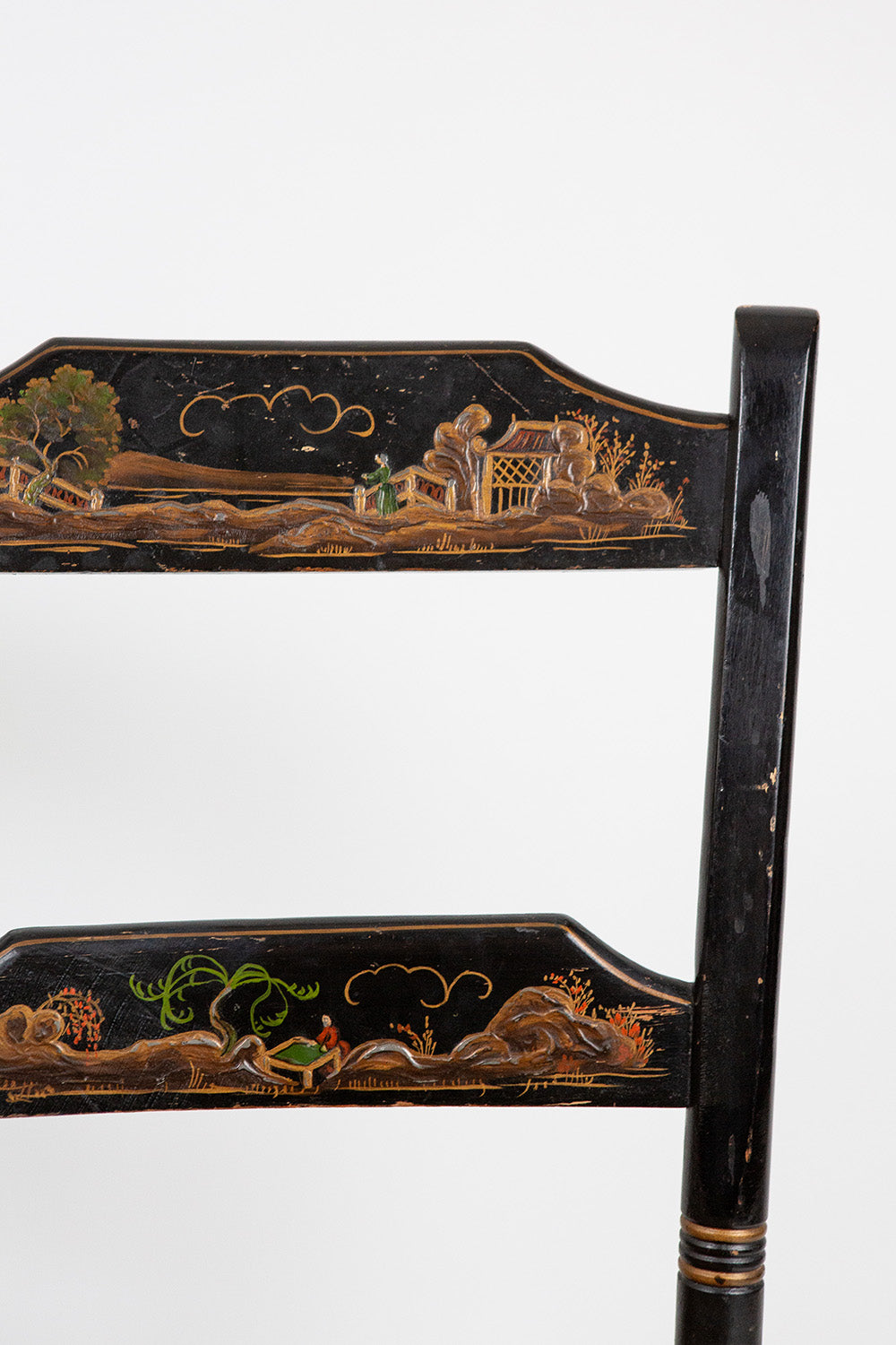 Pair of Japanned Lacquer Ladder Back Chairs