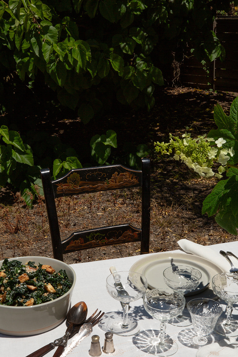 Pair of Japanned Lacquer Ladder Back Chairs