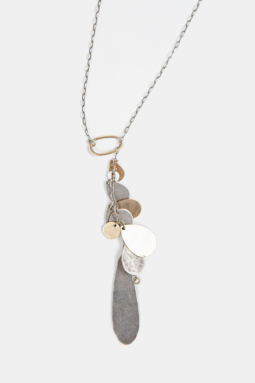 Hammered Sequin Lariat Necklace