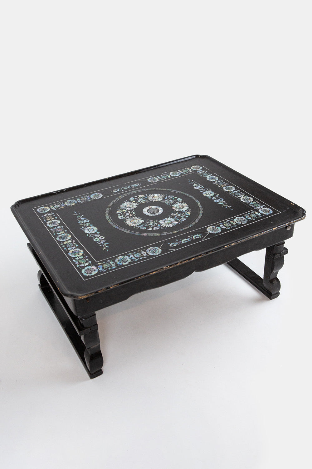 Mother Of Pearl Inlay and Lacquer Folding Tray