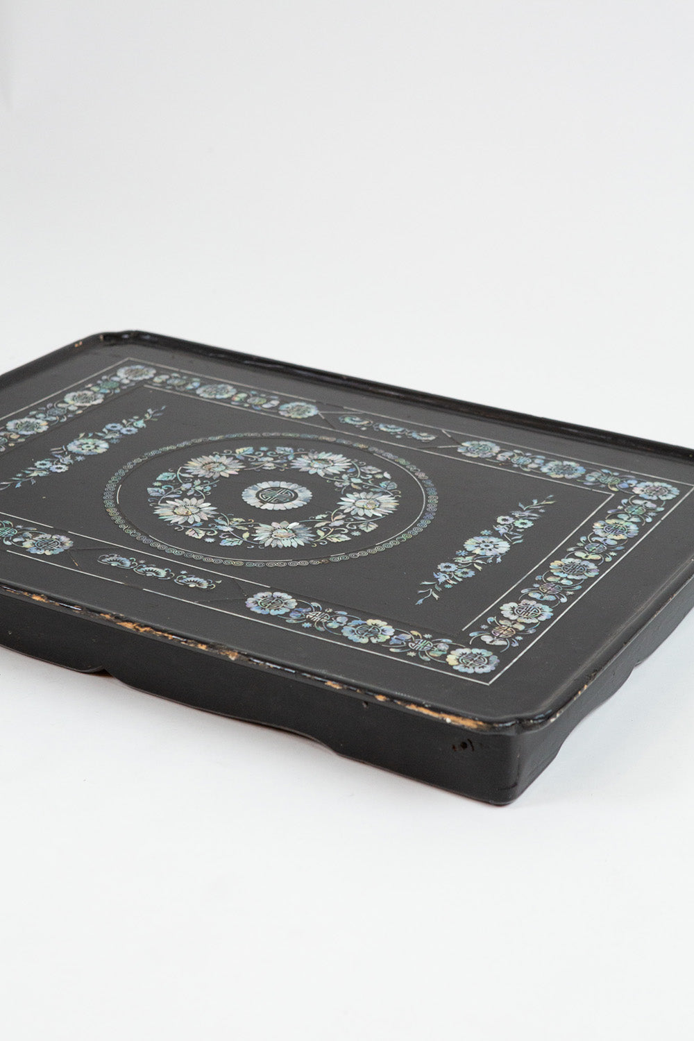 Mother Of Pearl Inlay and Lacquer Folding Tray