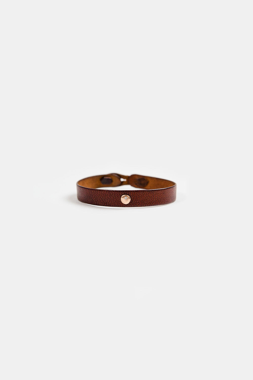 Petite Leather Bracelet With Gold and Diamond