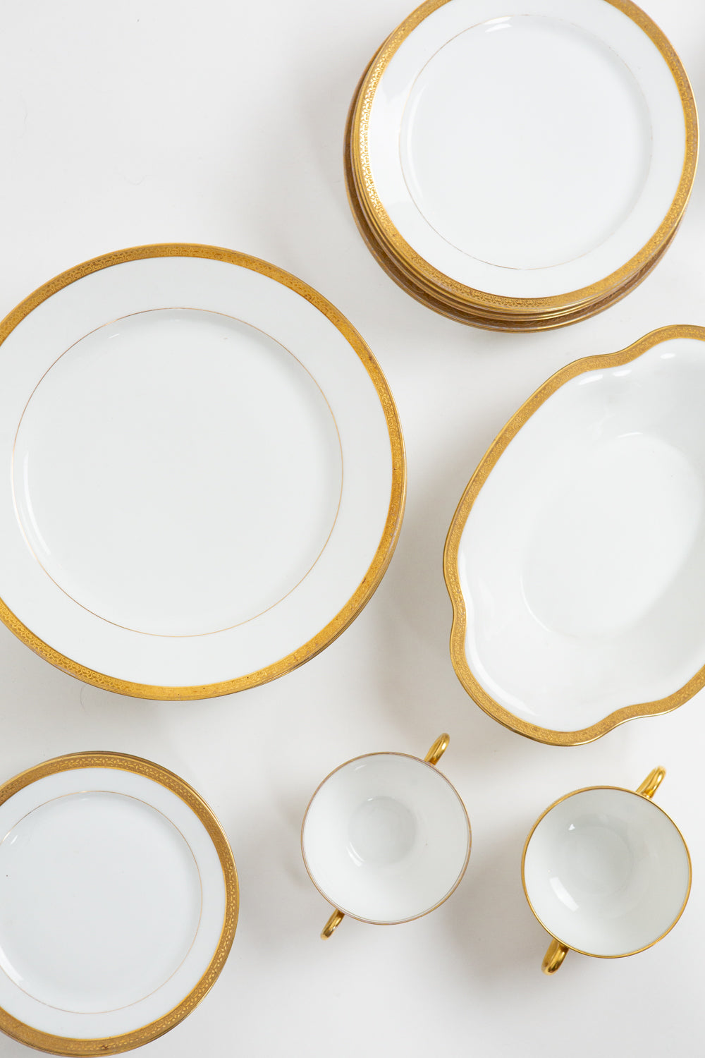 Vintage Limoges Gilded Dinnerware — Incomplete Set