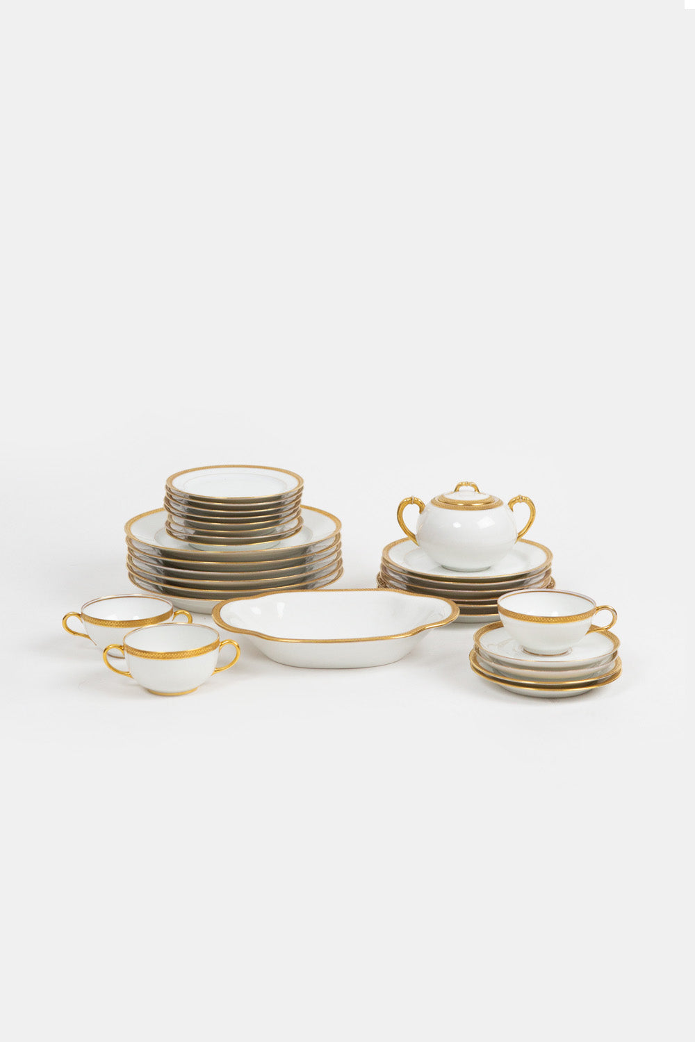 Vintage Limoges Gilded Dinnerware — Incomplete Set