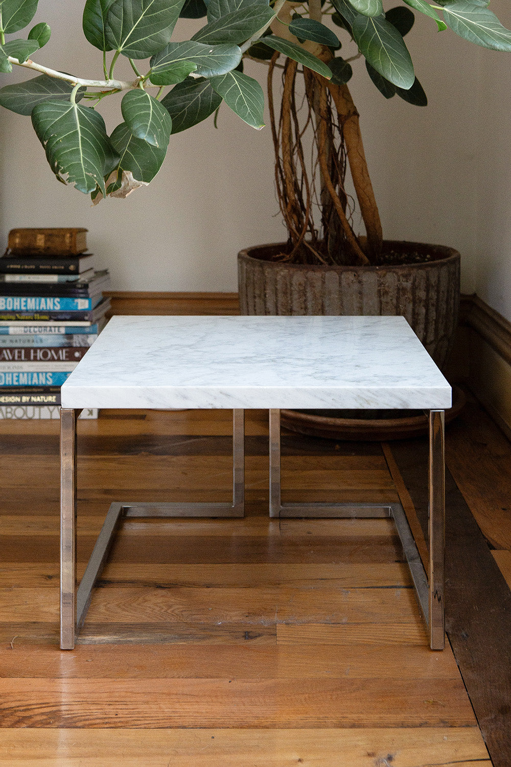 Marble and Chrome Side Table