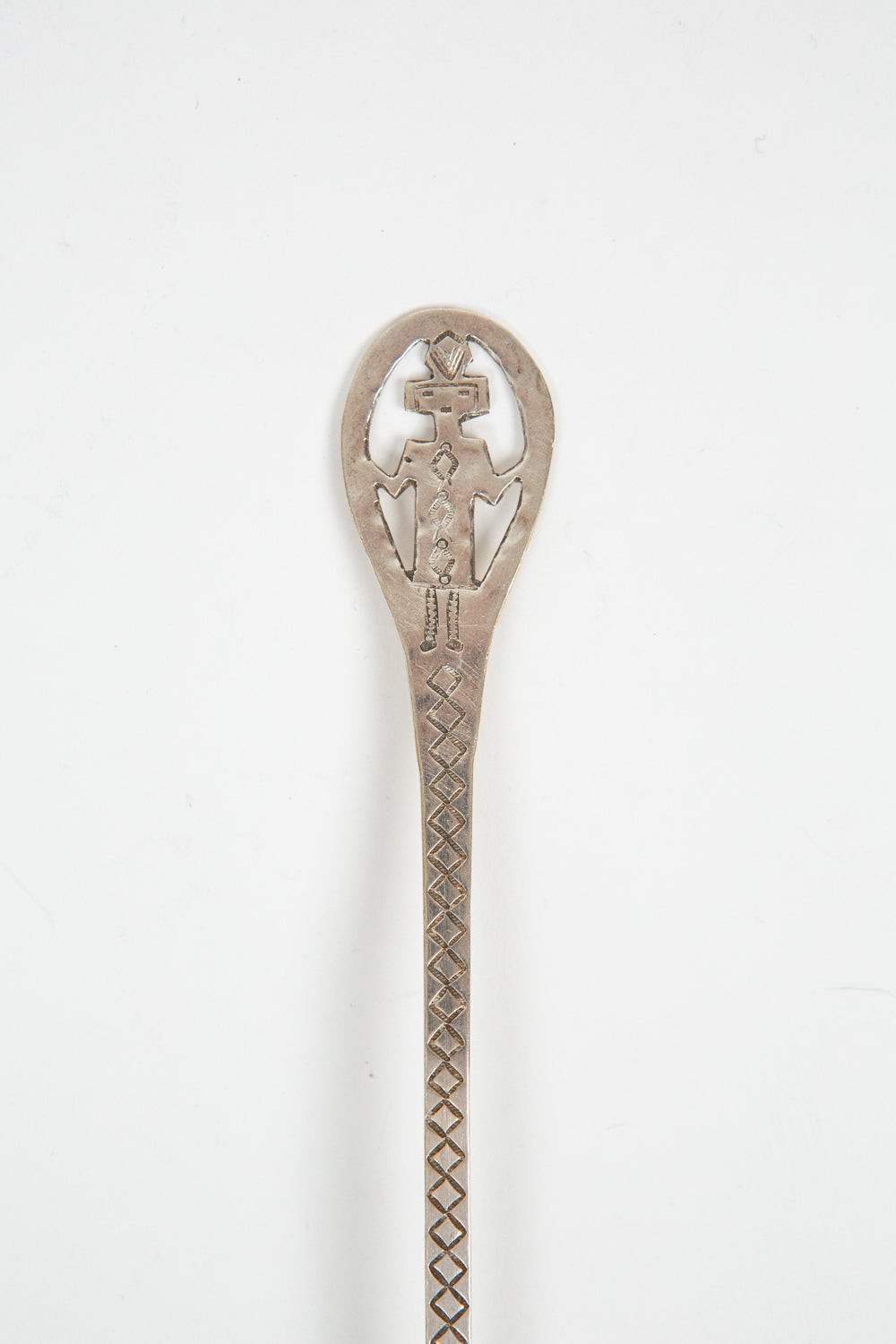 Silver Navajo Spoon with Reticulated Kachina