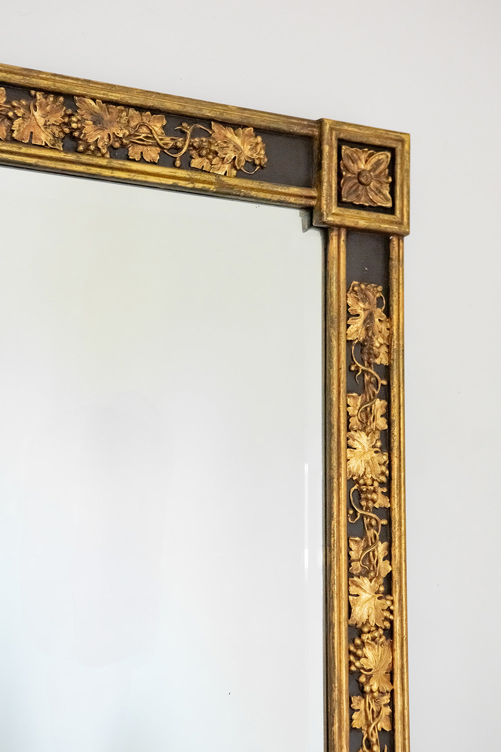 Neoclassical Style Gilt and Ebonized Wood Beveled Mirror