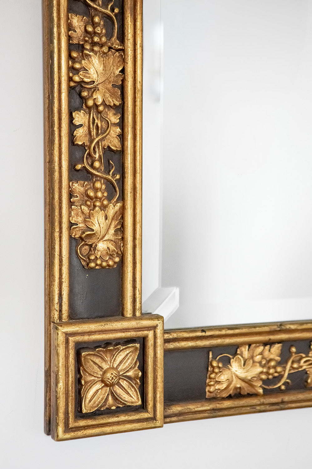 Neoclassical Style Gilt and Ebonized Wood Beveled Mirror