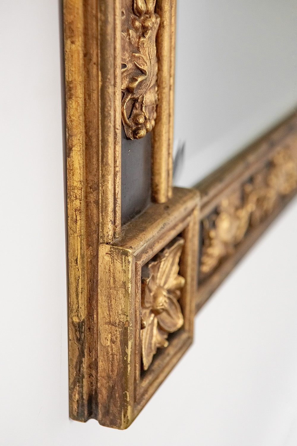 Neoclassical Style Gilt and Ebonized Wood Beveled Mirror