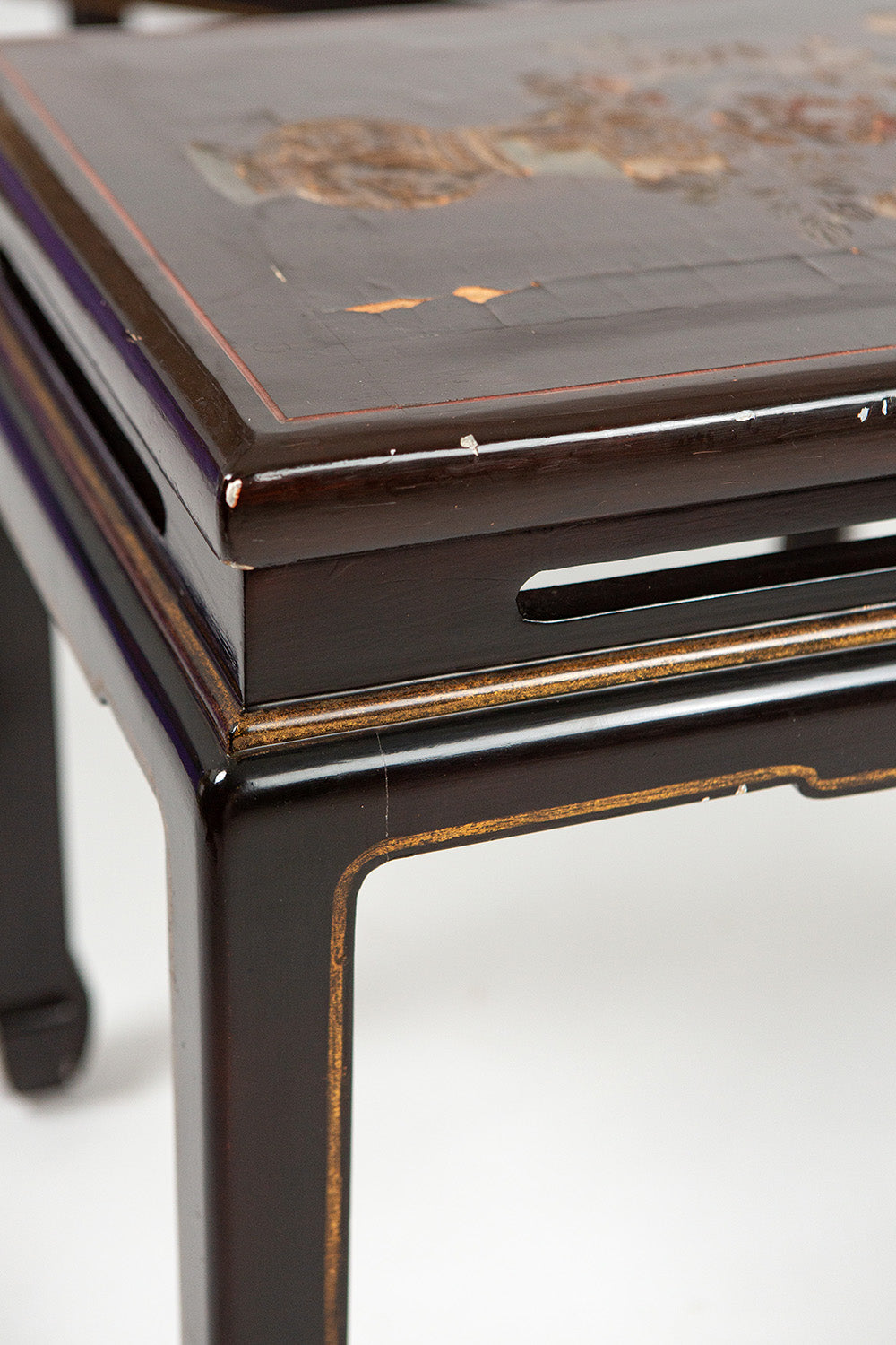 Pair of Chinese Lacquered Chinoserie Side Tables