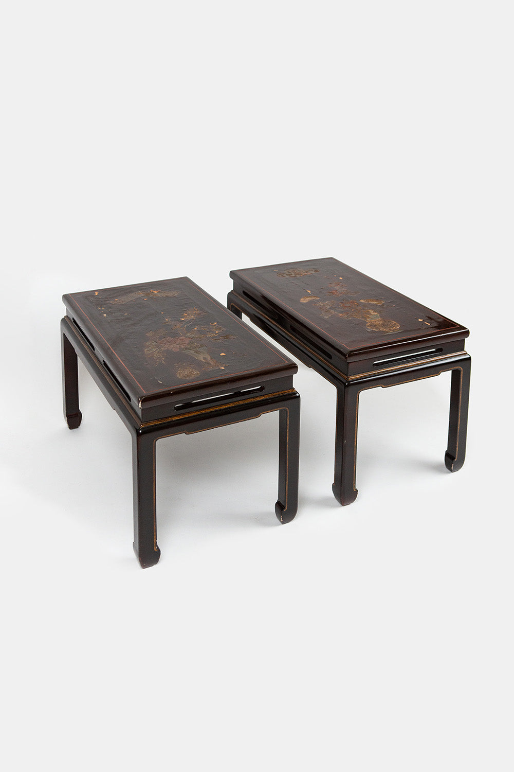 Pair of Chinese Lacquered Chinoserie Side Tables
