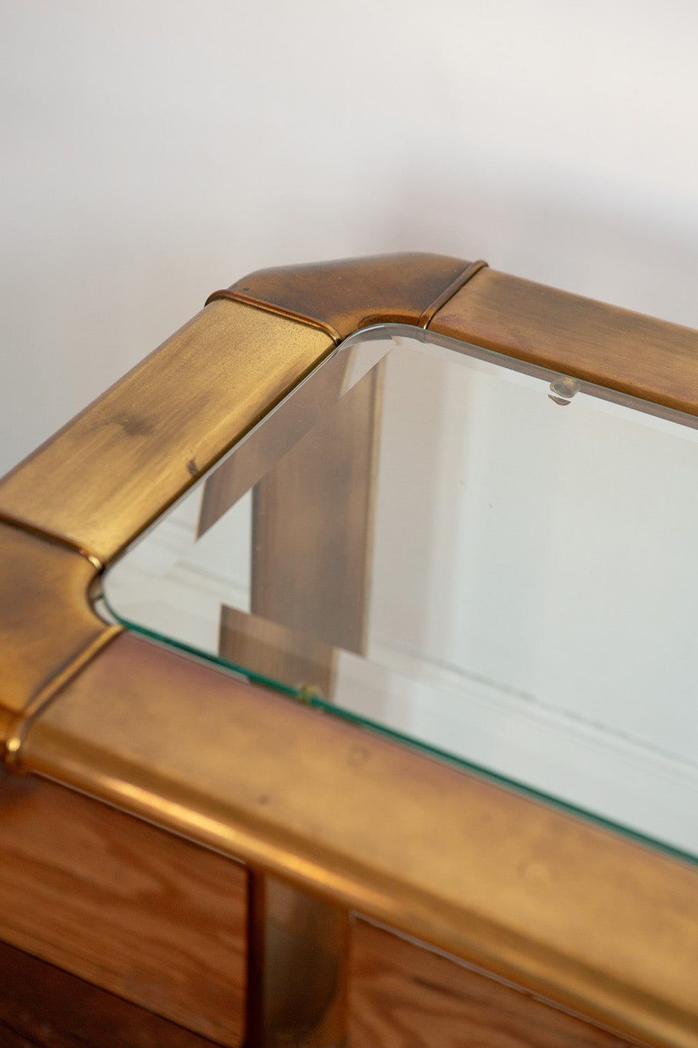 John Widdicomb Brass and Beveled Glass Parson Table C. 1970's