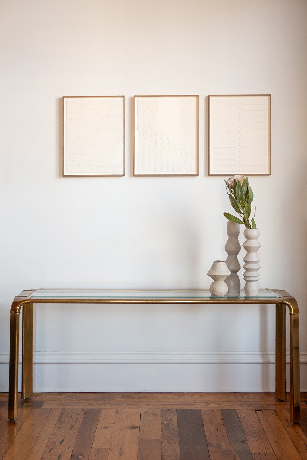 John Widdicomb Brass and Beveled Glass Parson Table C. 1970's