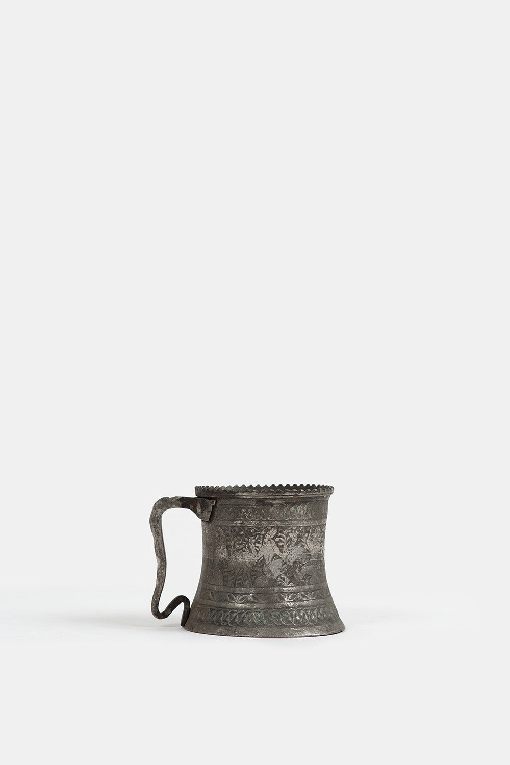 Antique Persian Engraved Copper Pitcher with Figural Frieze