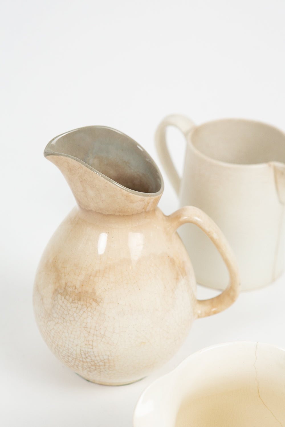 Trio of Assorted Ivory pitchers