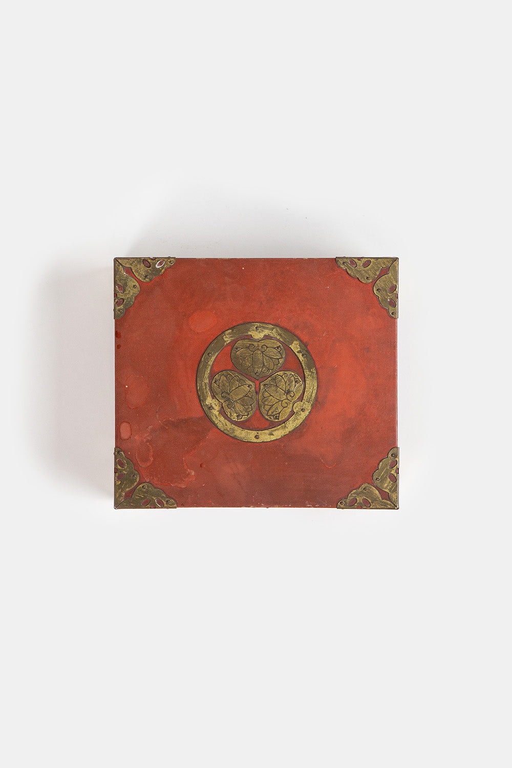 Chinese Lacquer and Brass Adorned Box