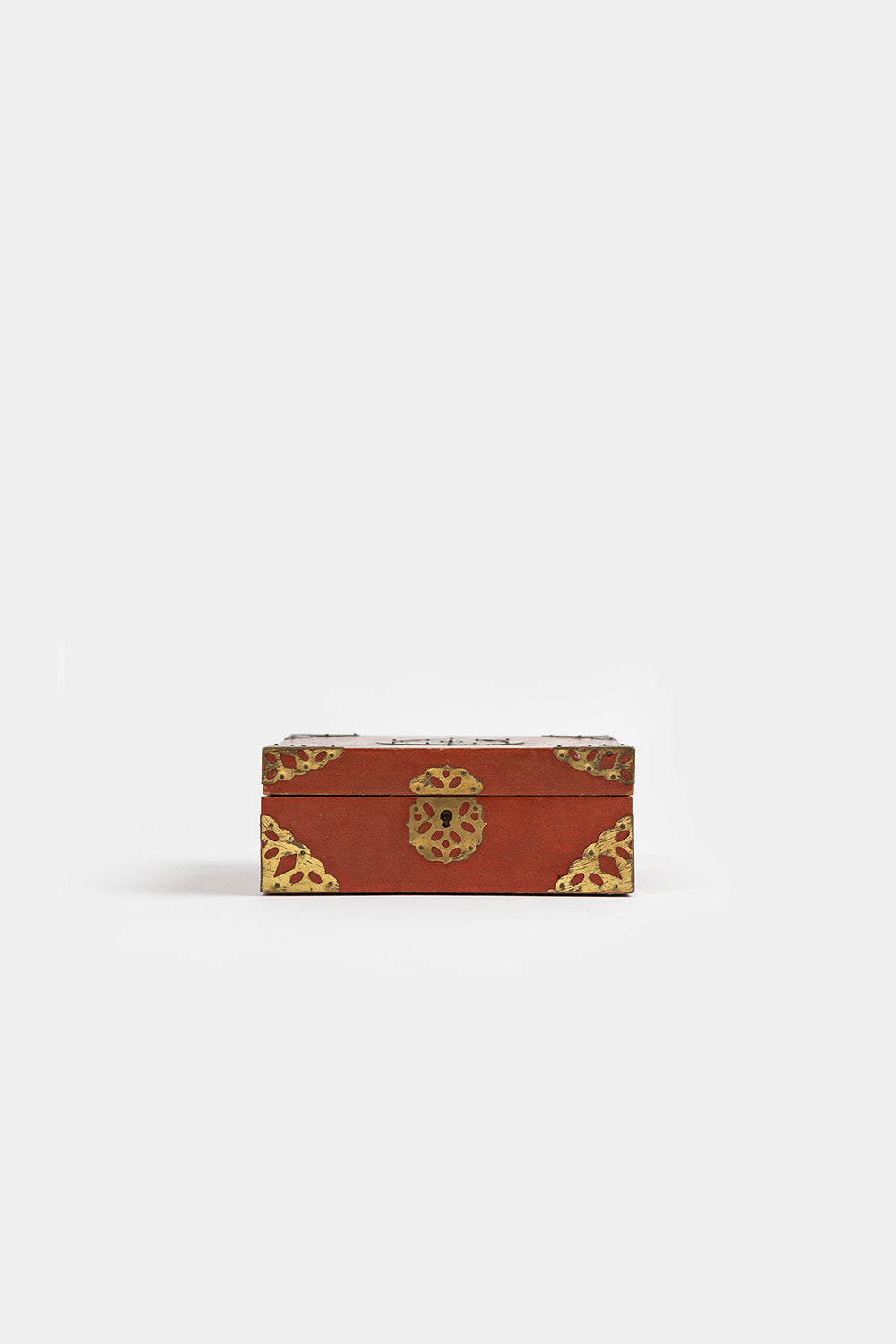 Chinese Lacquer and Brass Adorned Box