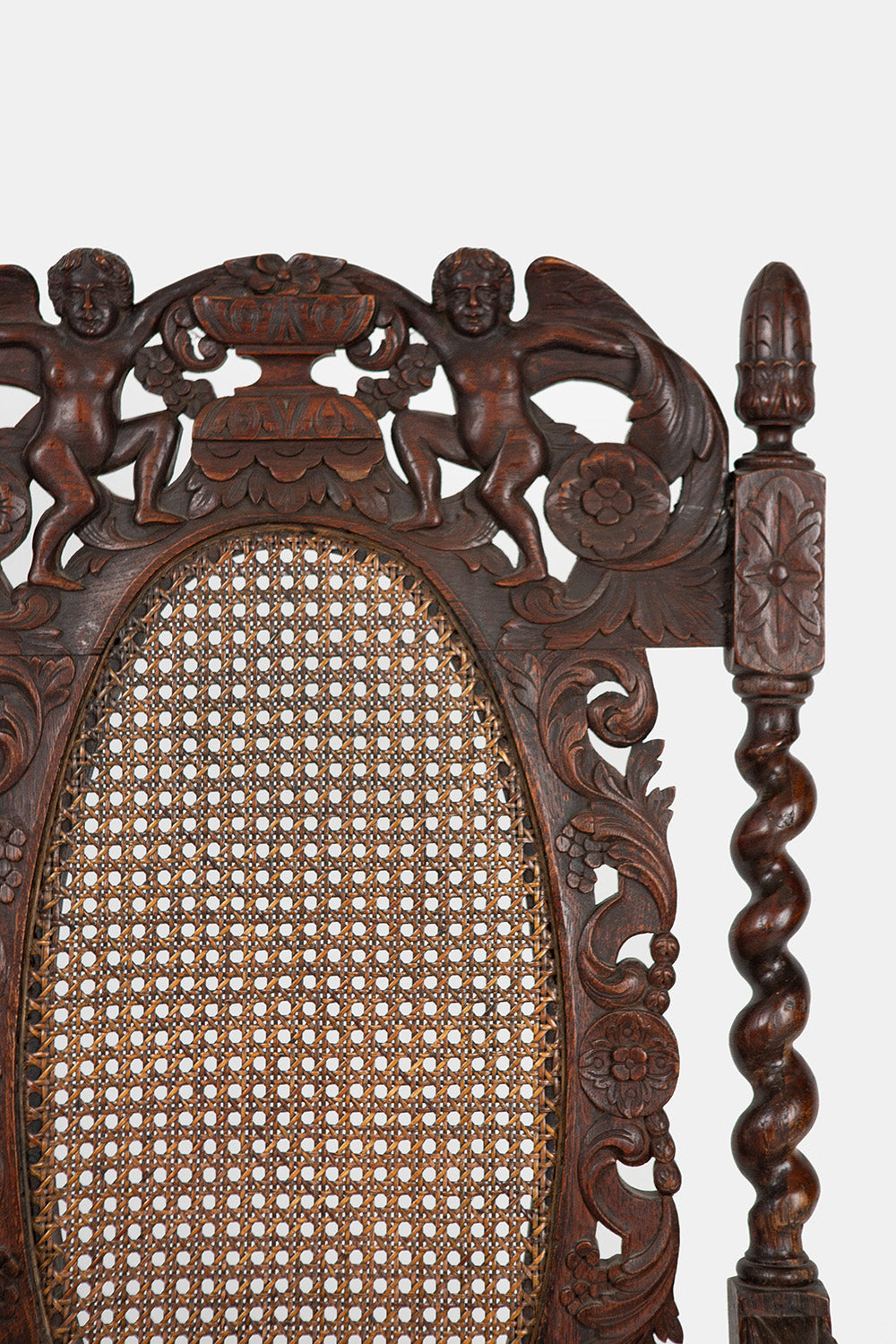 Renaissance Revival Carved Gothic Chair with Bespoke Linen Cushion