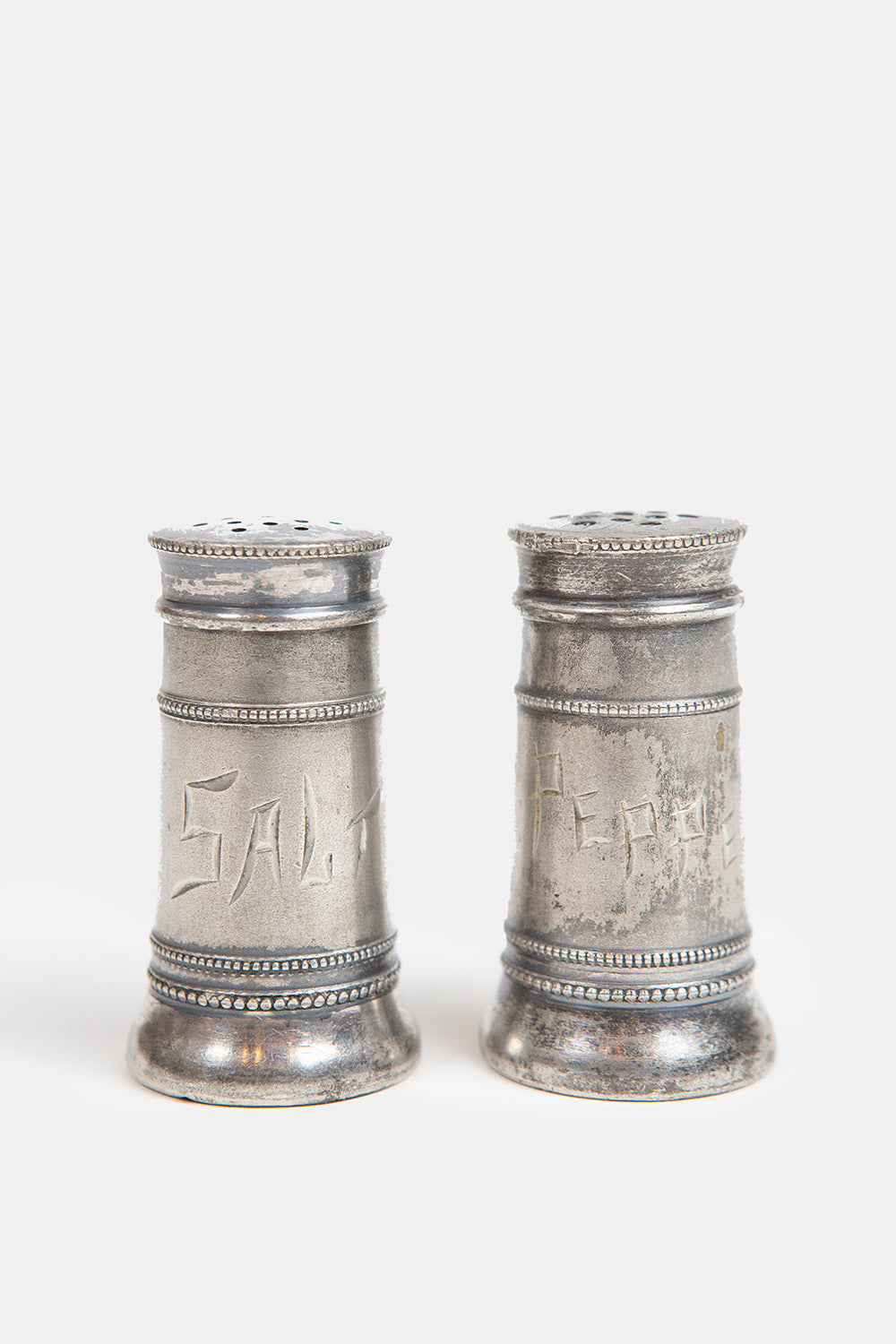 Engraved Silver Salt And Pepper Shaker Set