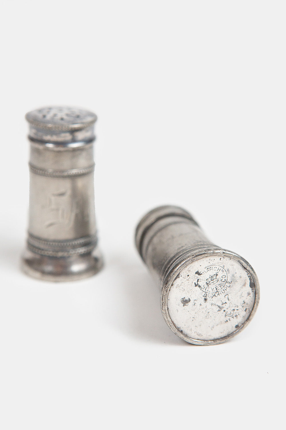 Engraved Silver Salt And Pepper Shaker Set