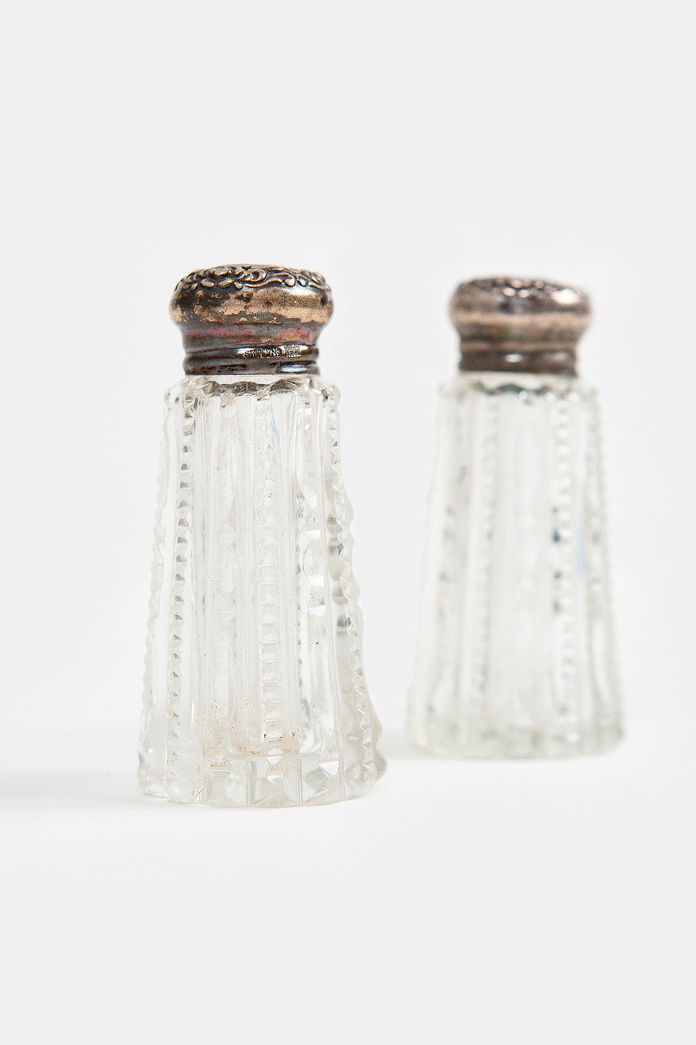 Cut Glass and Sterling Salt and Pepper Set