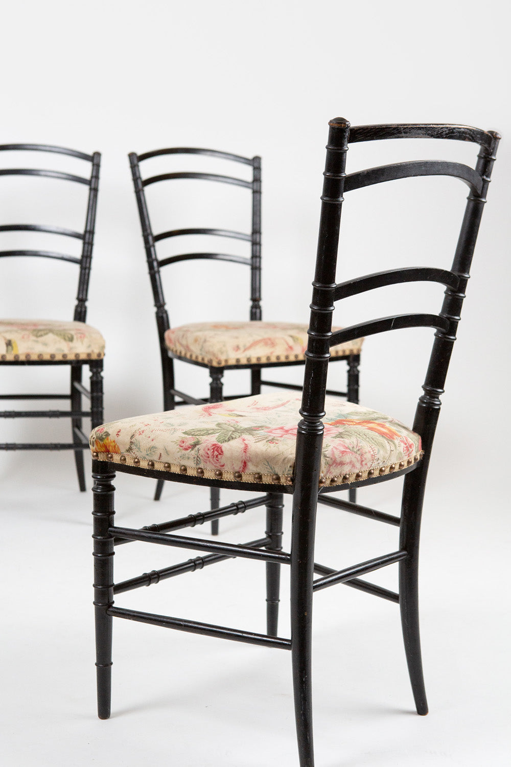 Set of Three Vintage Ebonized Side Chairs