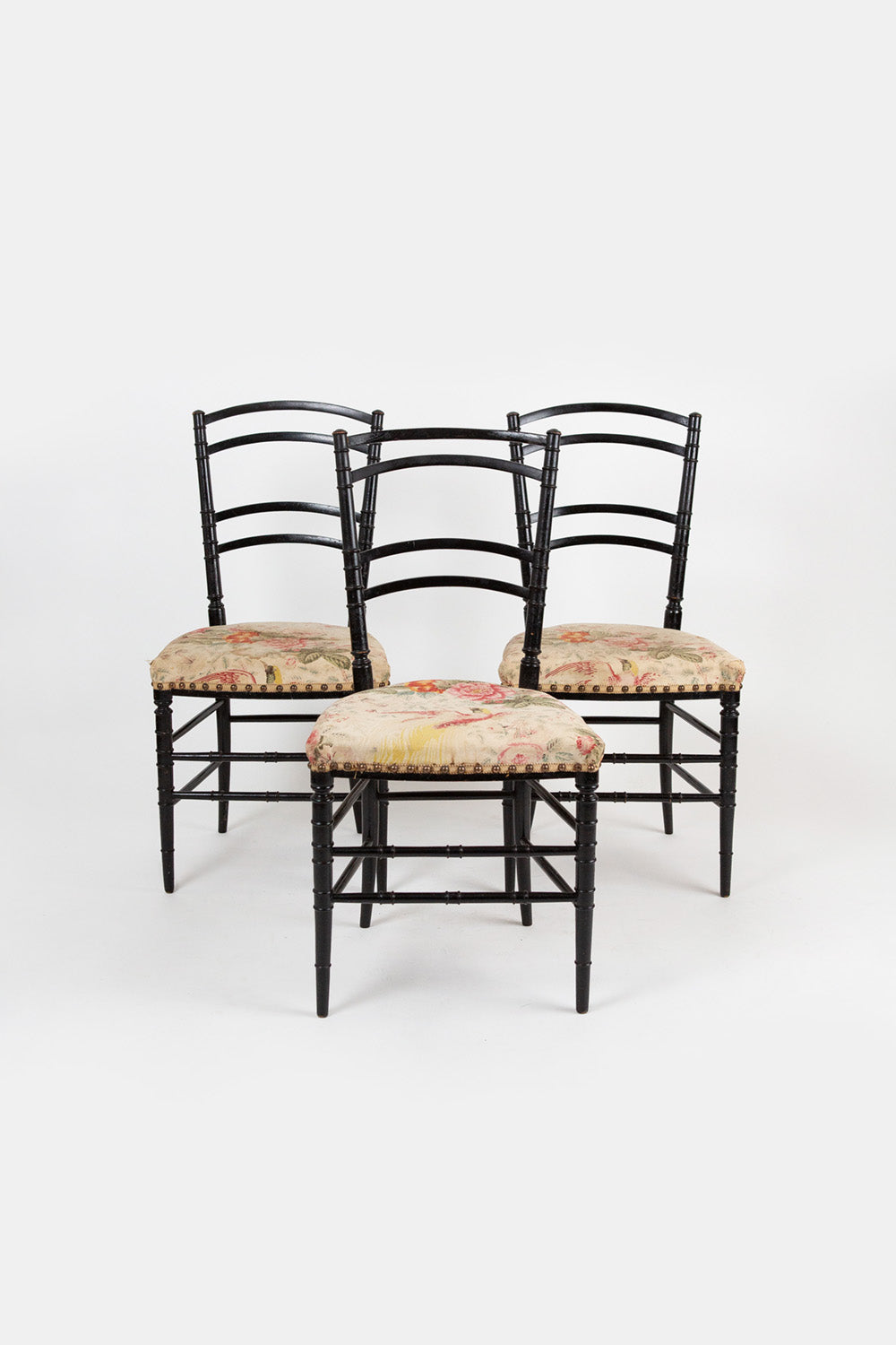 Set of Three Vintage Ebonized Side Chairs