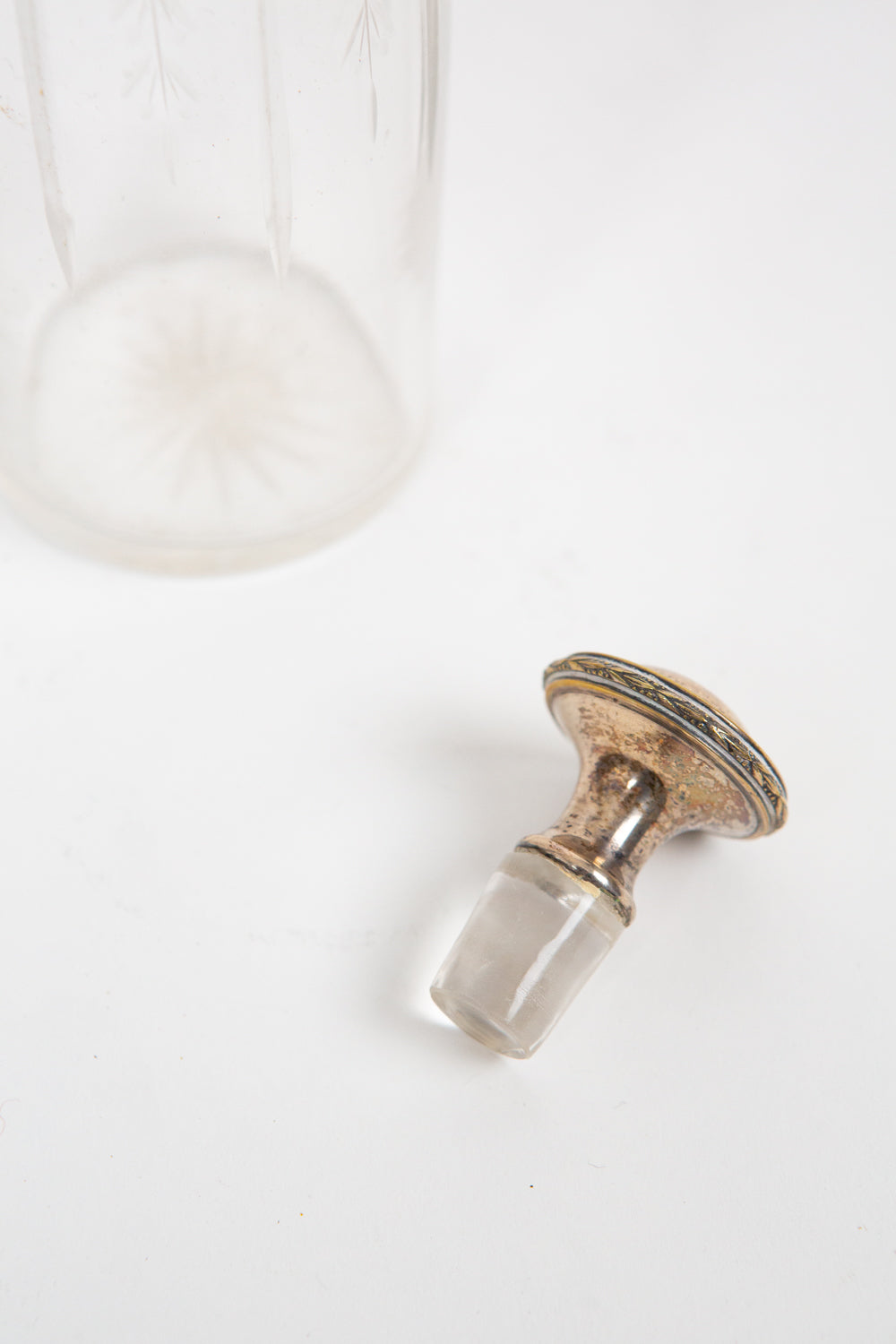 Silver and Etched Glass Carafe