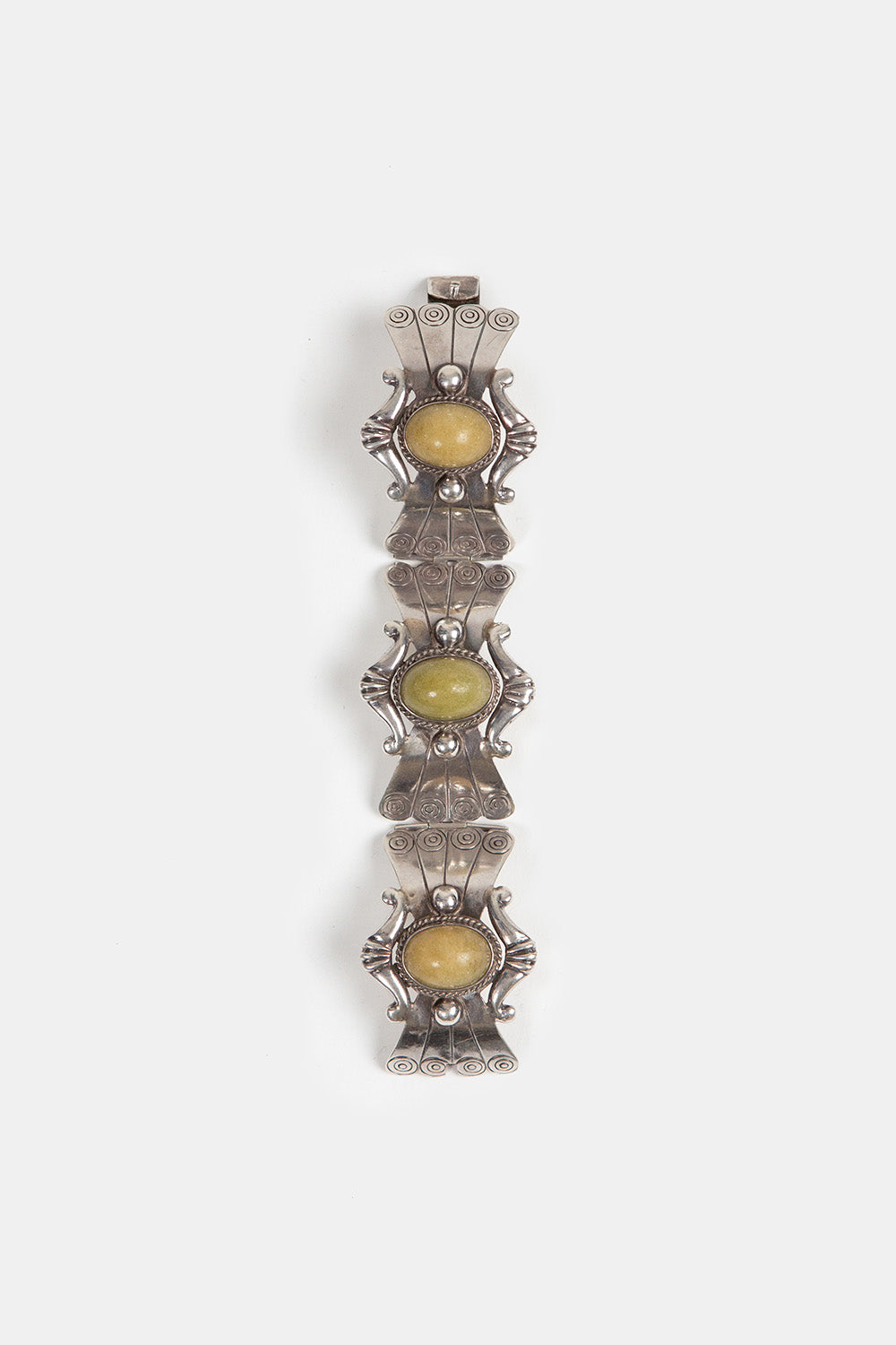 Sterling Silver and Green Calcite Bracelet