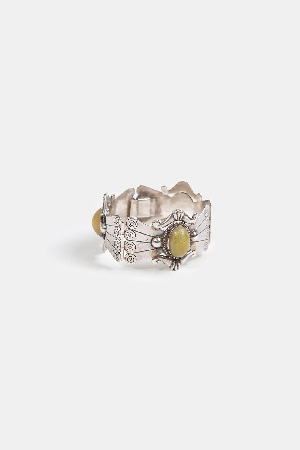 Sterling Silver and Green Calcite Bracelet
