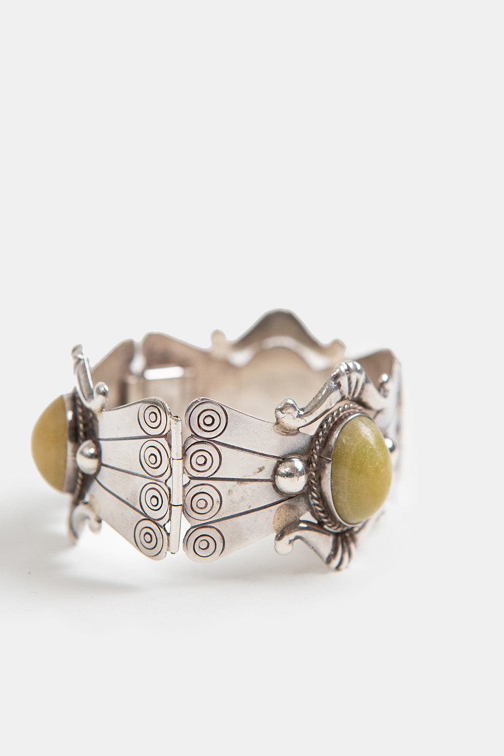 Sterling Silver and Green Calcite Bracelet